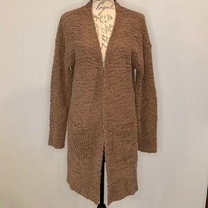 Merokeety open cardigan popcorn sweater longer length M